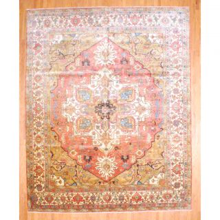 Indo Hand knotted Serapi Rust/Ivory Wool Rug (12 x 15)