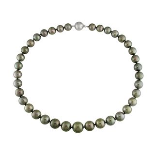 Miadora 14k White Gold Tahitian Pearl and Diamond Necklace (G H, I1 I2