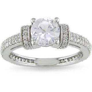 Miadora 10k Gold Created White Sapphire and 1/2ct TDW Diamond Ring (H