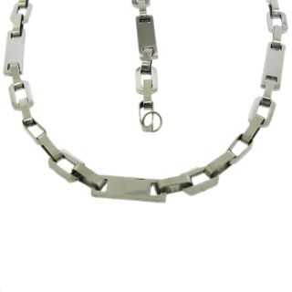 Stainless Steel Elongated Link Necklace and Bracelet Set